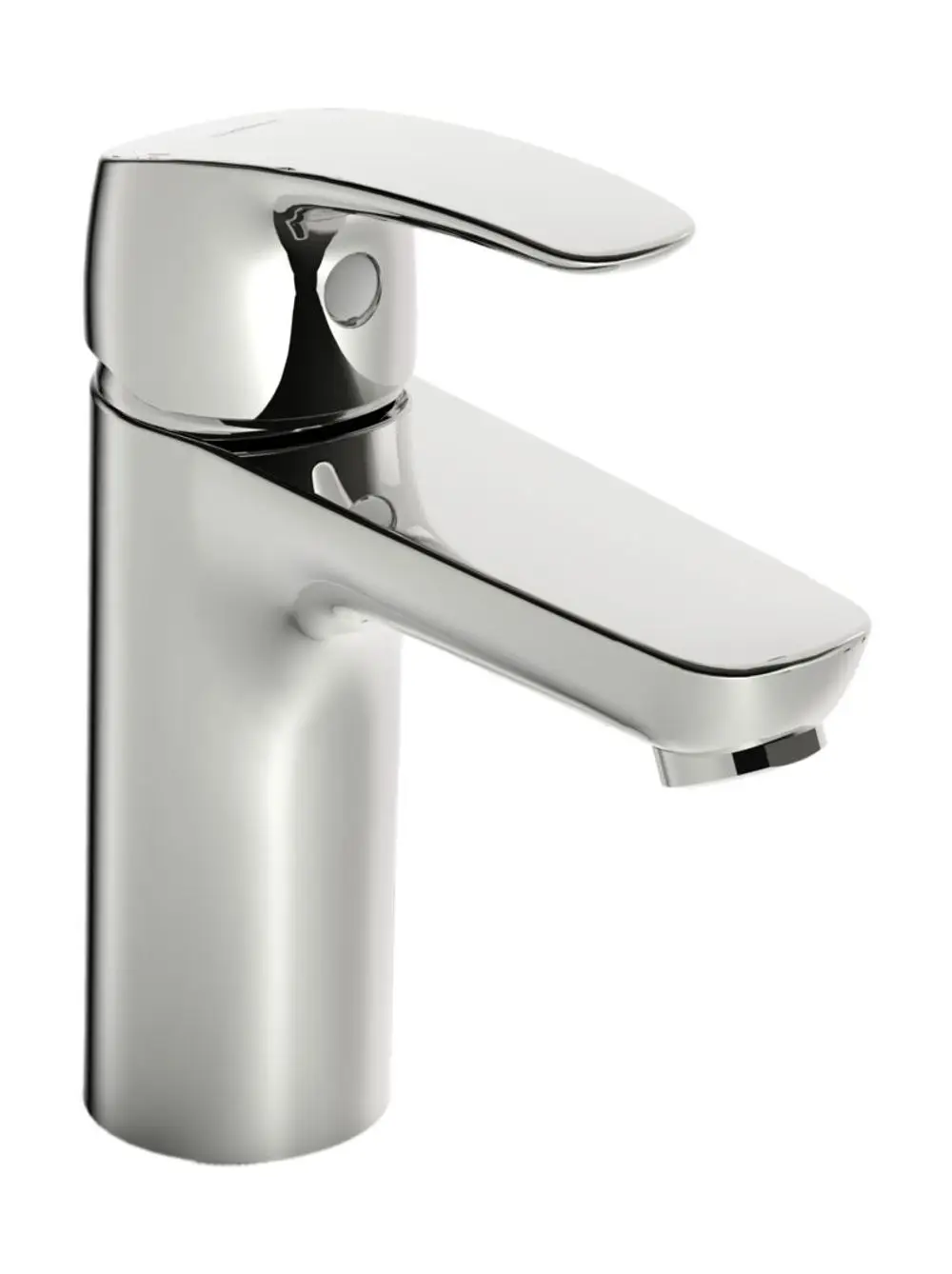 Waschtischarmatur in Chromoptik mit einem Hebel zum Regulieren des Wasserflusses, hergestellt von HANSA.